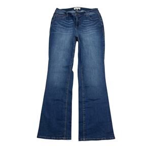 Meri Skye Bootcut High Rise Stretch Denim Jeans Dark Wash Plus Size Womens 14W